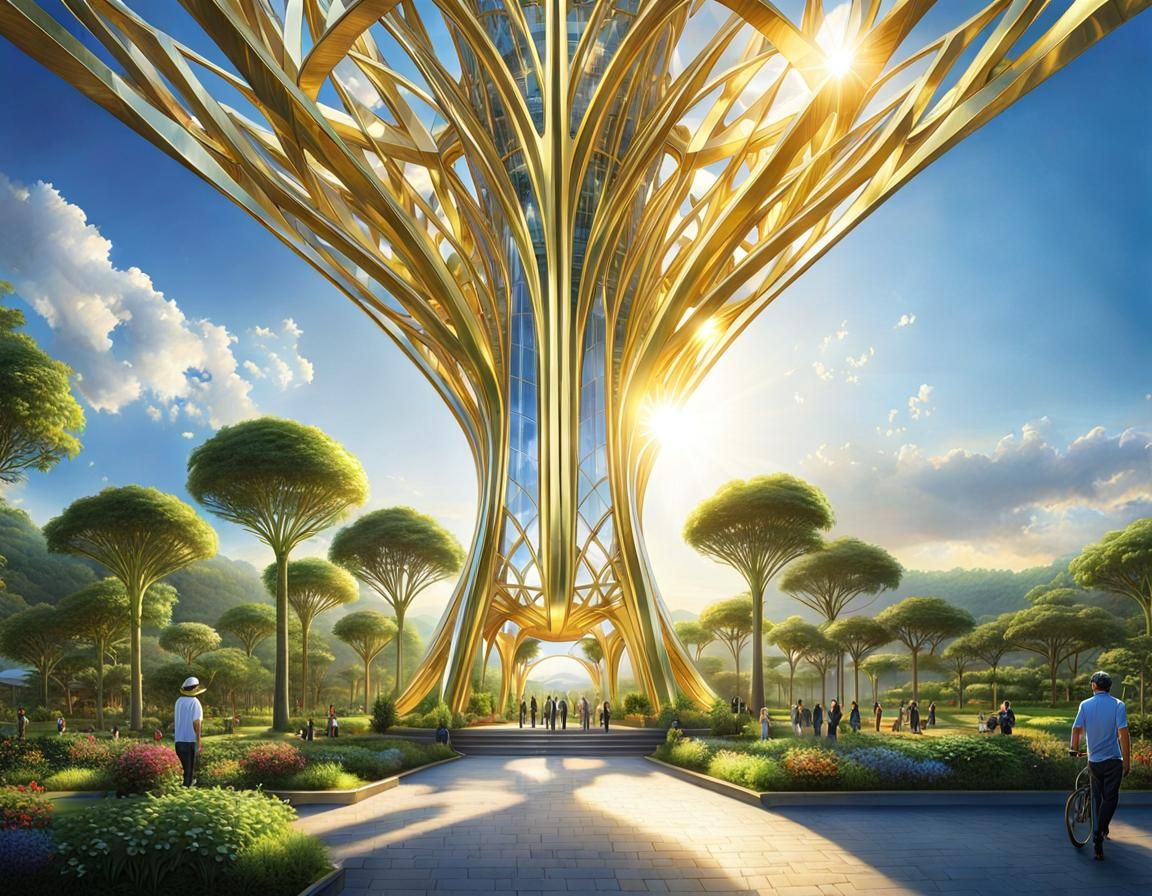 Platinum Obelisk in Solarpunk Utopia