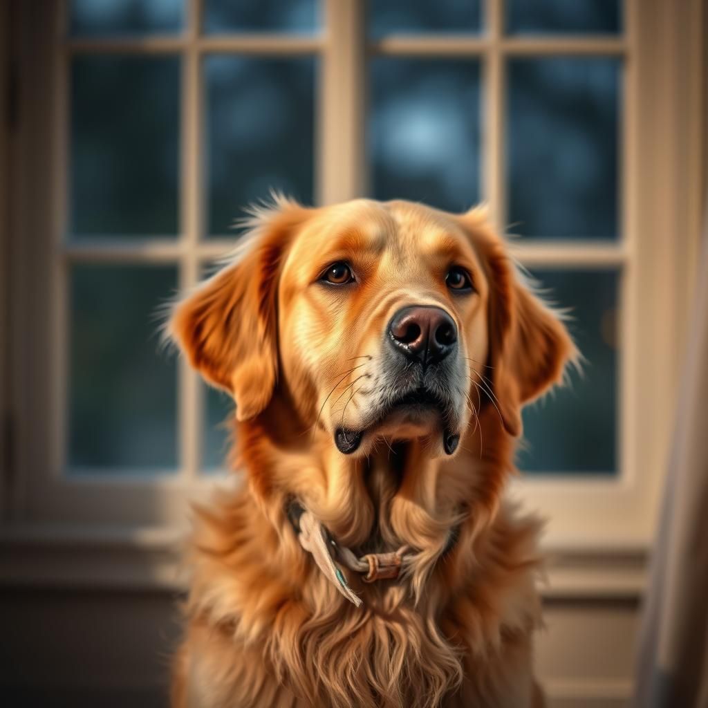 Portrait of a Golden Retriever in Warm Light