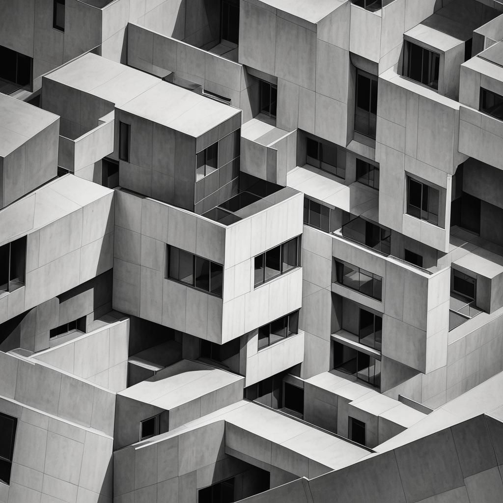 Minimalist Architecture in Charcoal Drawing Style