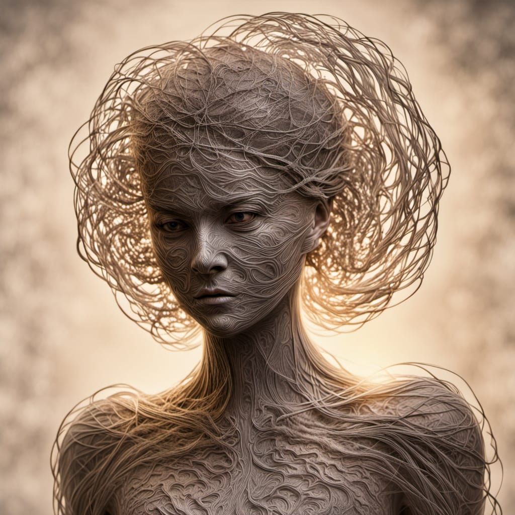 Ethereal Soul Form in Recursive Light and Shadow