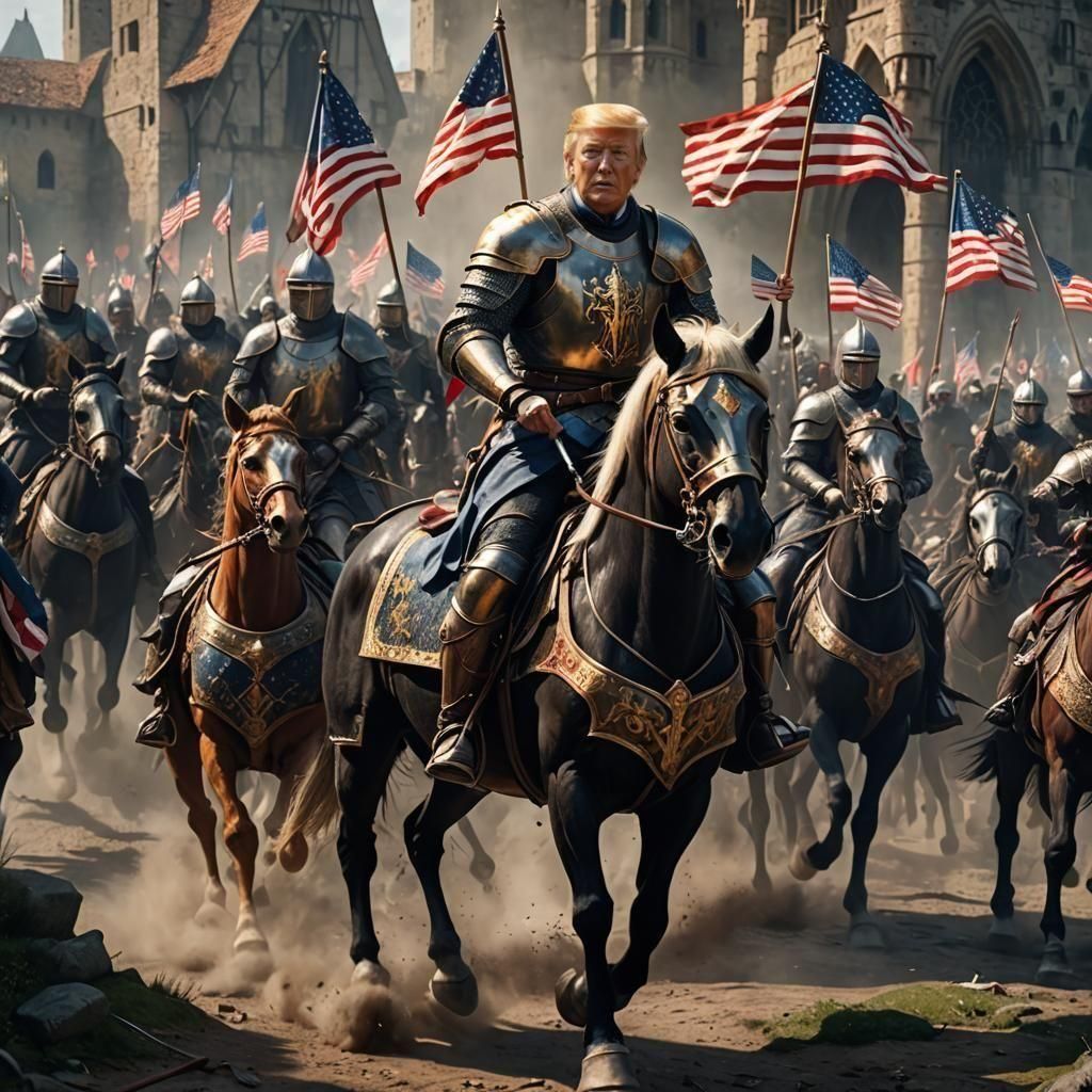 Trump as Knight in Shining Armor, Fantasy Art