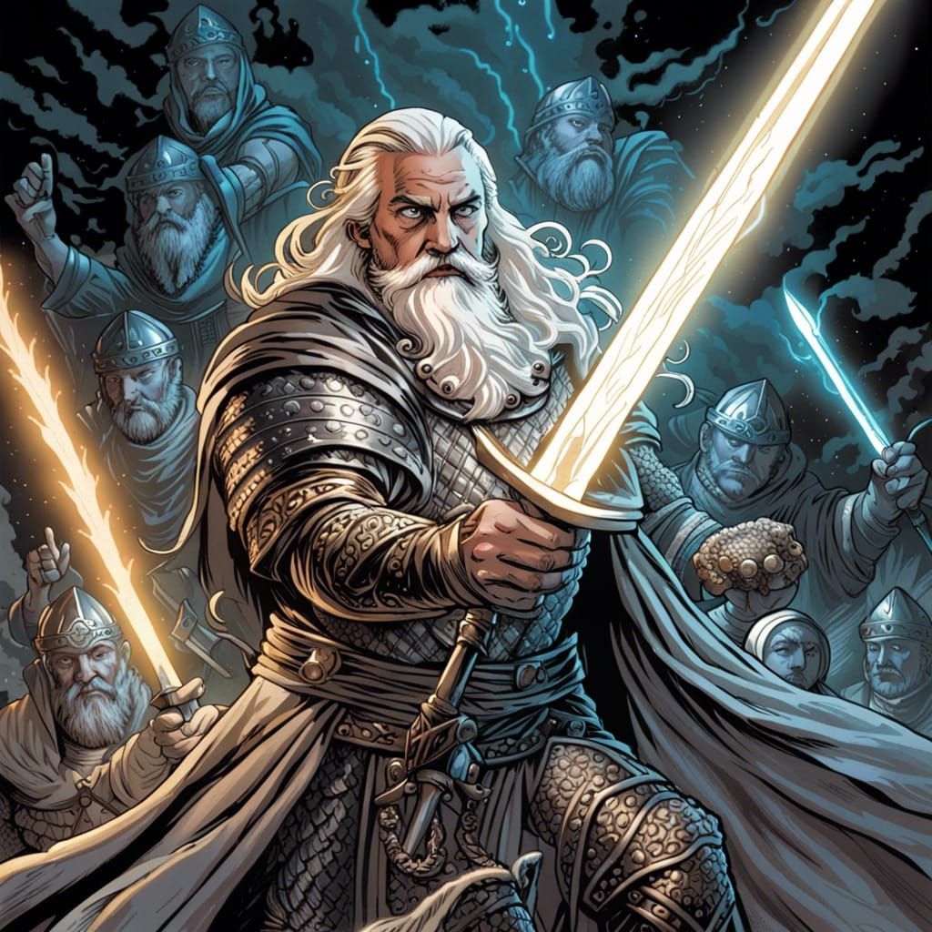 Sir Bedivere and his squadron blessed by Forseti