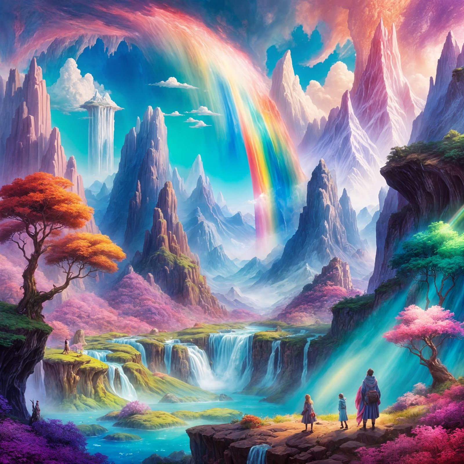 Surreal Landscape with Crystalline Mountains, Astral Illustr...