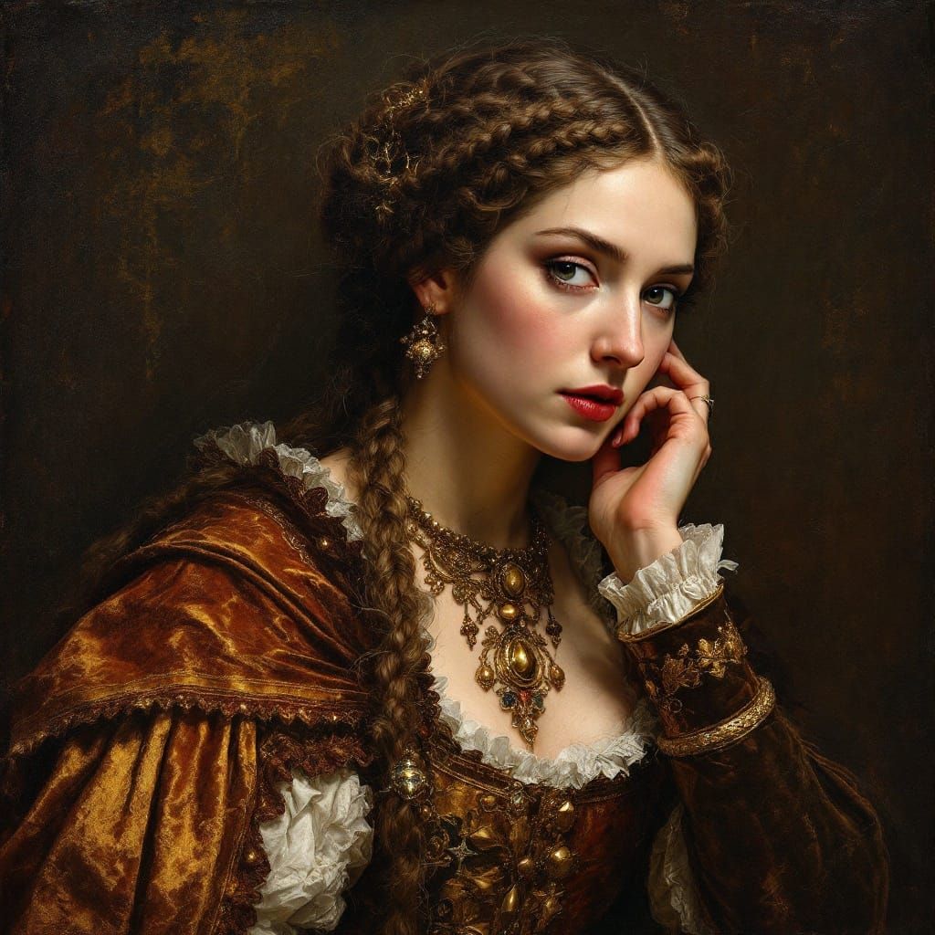 Medieval Queen in Textured, Regal Portrait