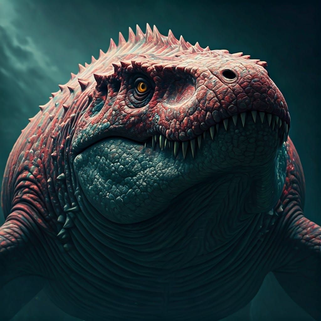 Red Opal Mosasaur in Fantasy Matte Painting