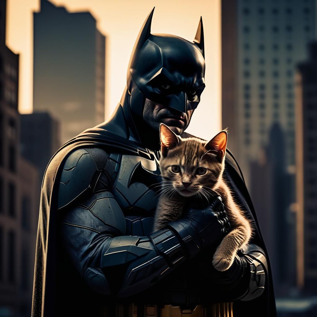 Batman as Proud Father in Film Noir Style