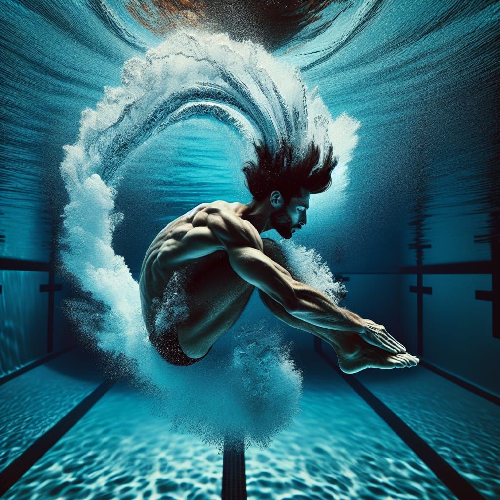 Olympic Diver's Graceful Plunge in Slow Motion