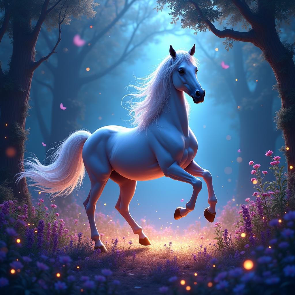 Dancing Horse in a Mystical Ethereal Landscape