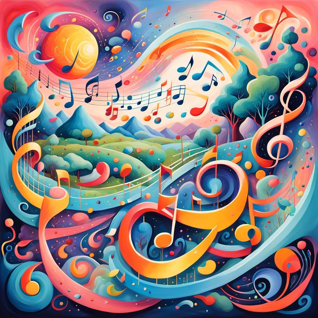 Musical Fantasy World in Gouache Style