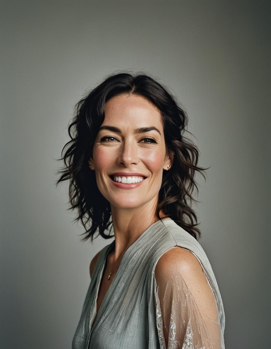 Realistic Portrait of a Smiling Woman with Bokeh