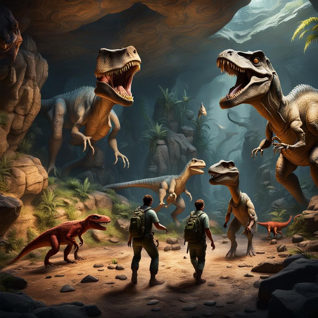 Cave Painters Photobombed by Dinosaurs in Prehistoric Cave