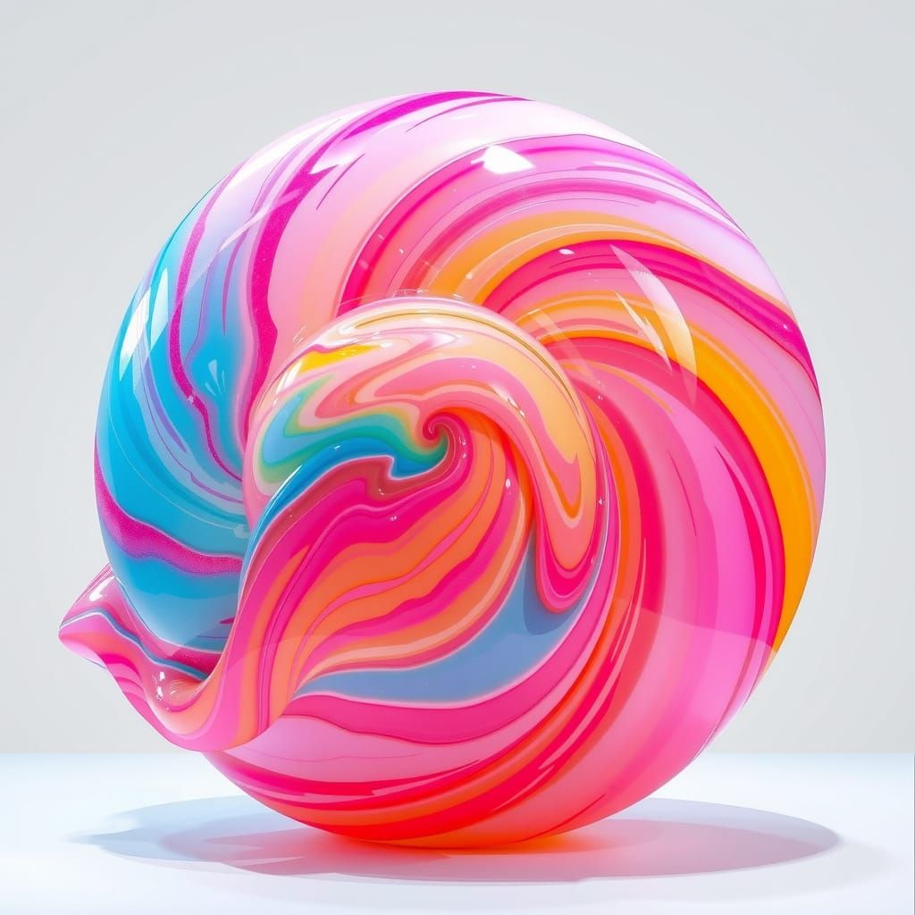 Glistening Bubblegum Sculpture in Abstract Style