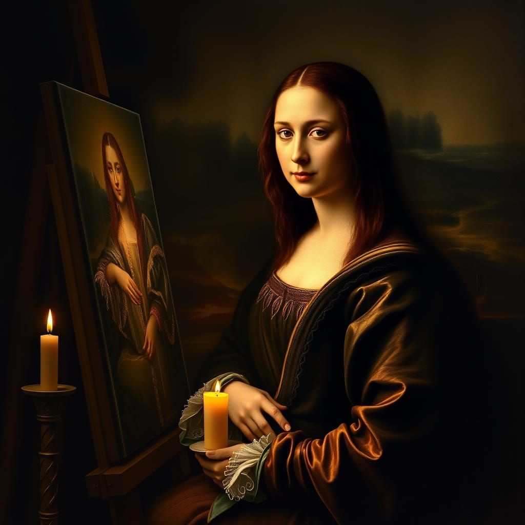 Da Vinci Paints Mona Lisa by Candlelight