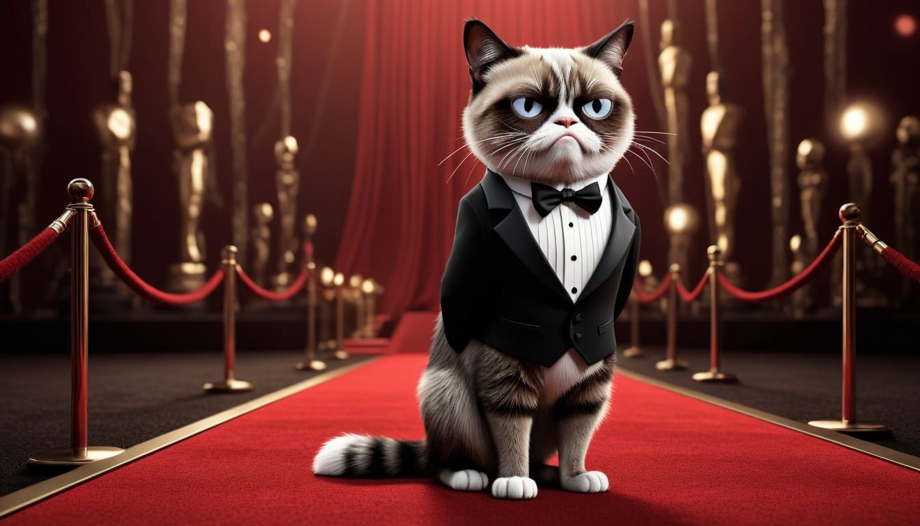 Grumpy Cat on Hollywood Red Carpet