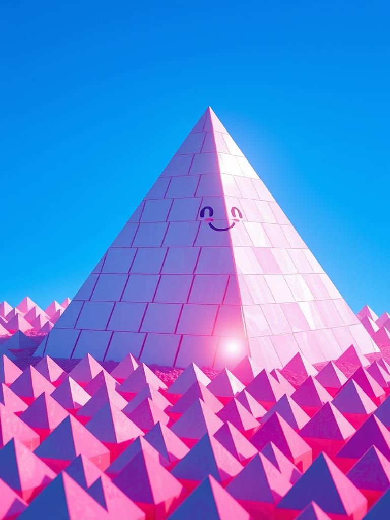 Glowing Plastic Pyramid Erupts Joyful Replica Pyramids in Vi...
