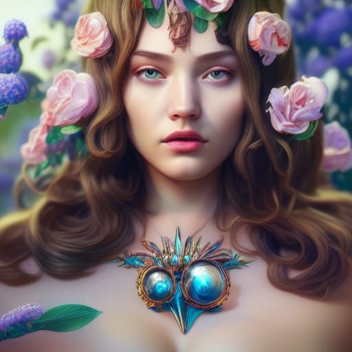 Detailed Portrait in the Style of Alphonse Mucha