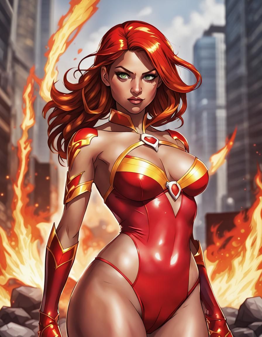 Firestorm Superheroine in Archer Style Art