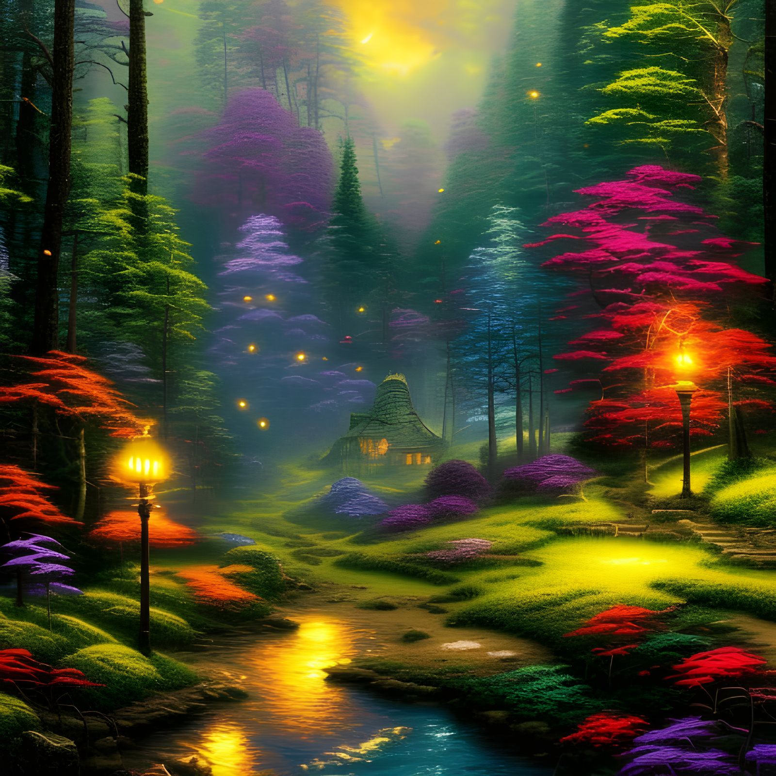 Enchanted Forest with Fireflies: Ethereal Moonlit Fantasy