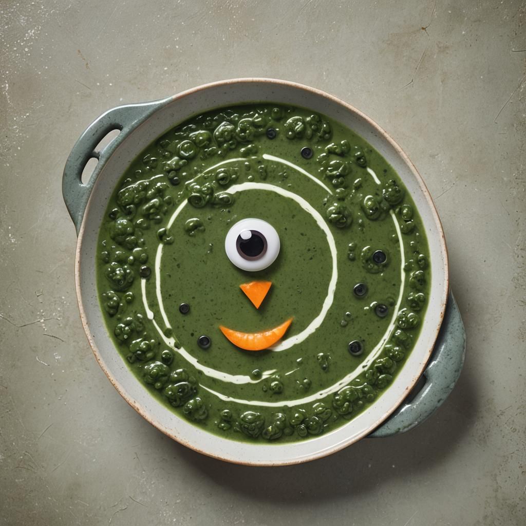 Creepy Googly Eye Spinach Soup