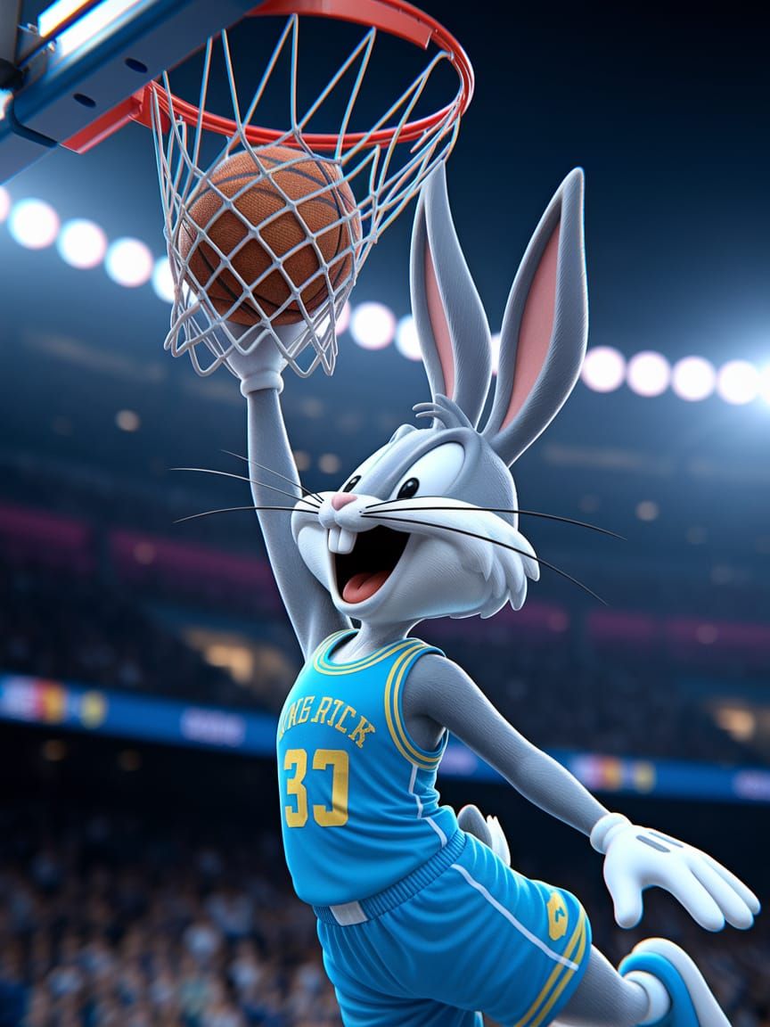 Bugs Bunny Slam Dunk in Pixar-Style 3D Animation
