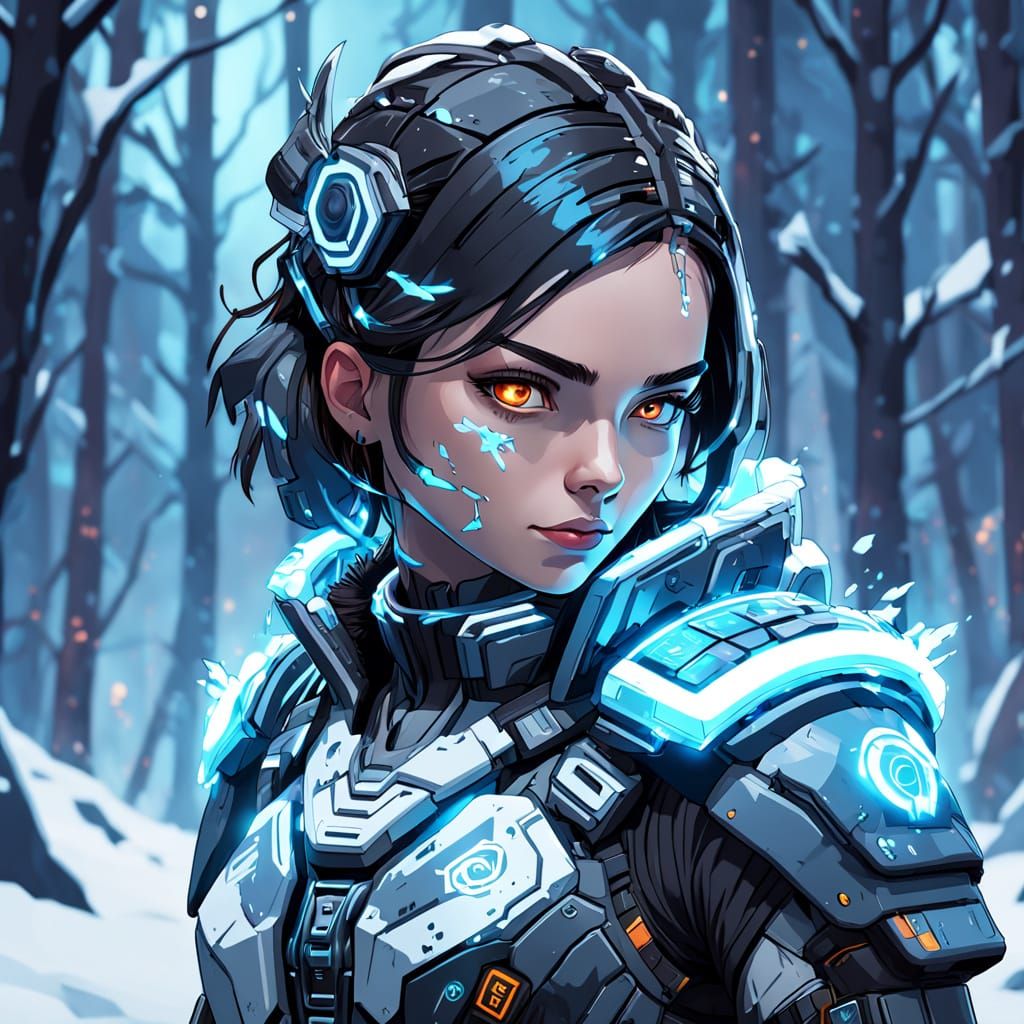 Cyberpunk Valkyrie in Futuristic Armor