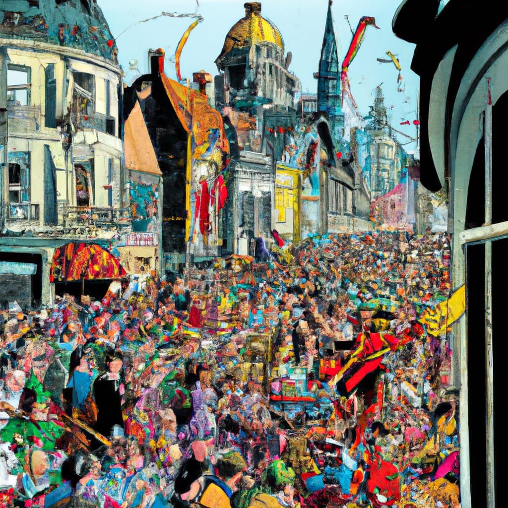 Belgian Carnival in Art Nouveau Comic Style