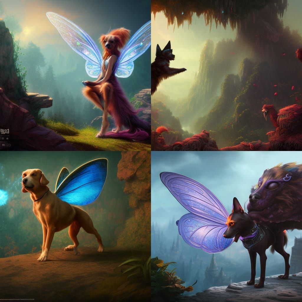 Fantastical Fairy Dog in Detailed Matte Painting