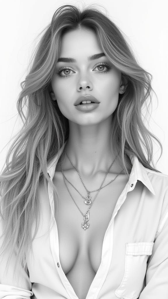 Elegant Pencil Portrait of a Beautiful Woman