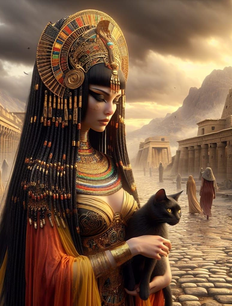 Egyptian Goddess Matit in Hyperrealistic Thinis Scene