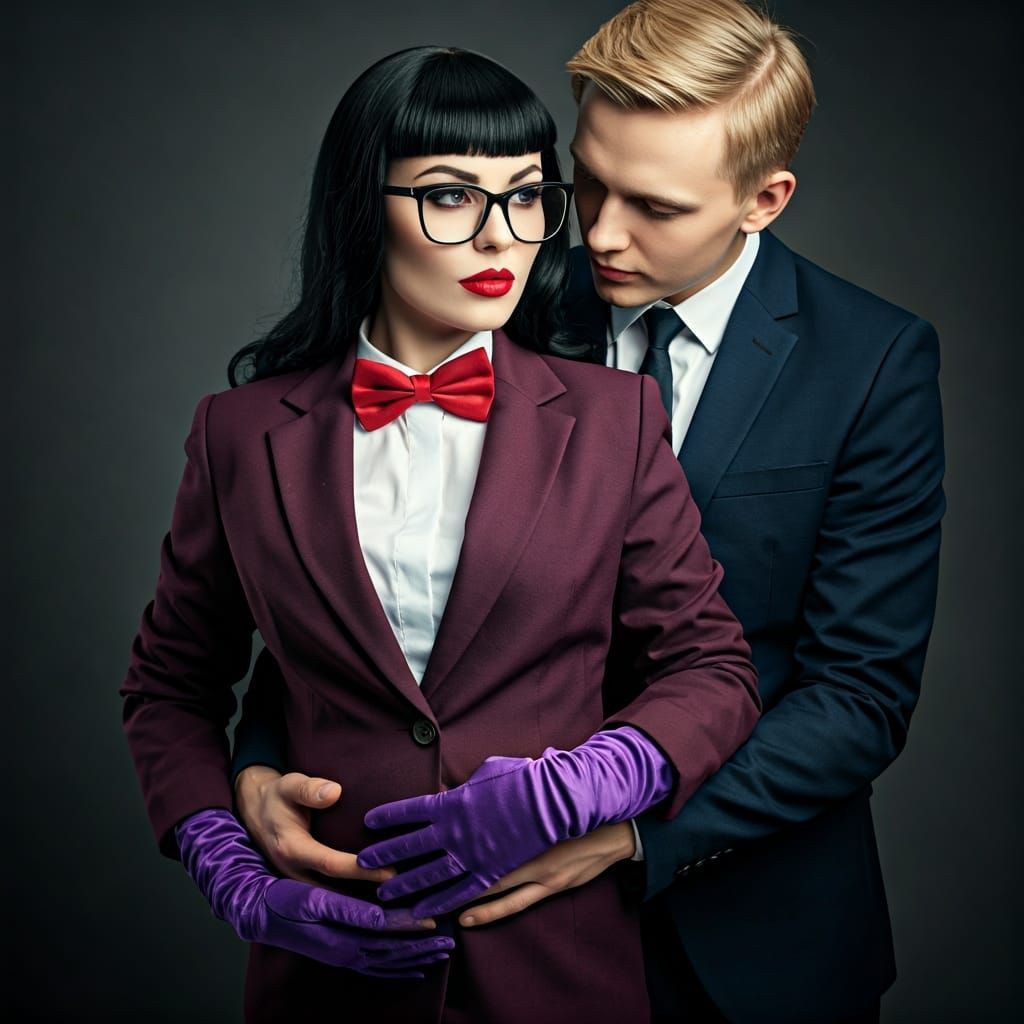 Stunning Woman with Husband in Photorealistic Style