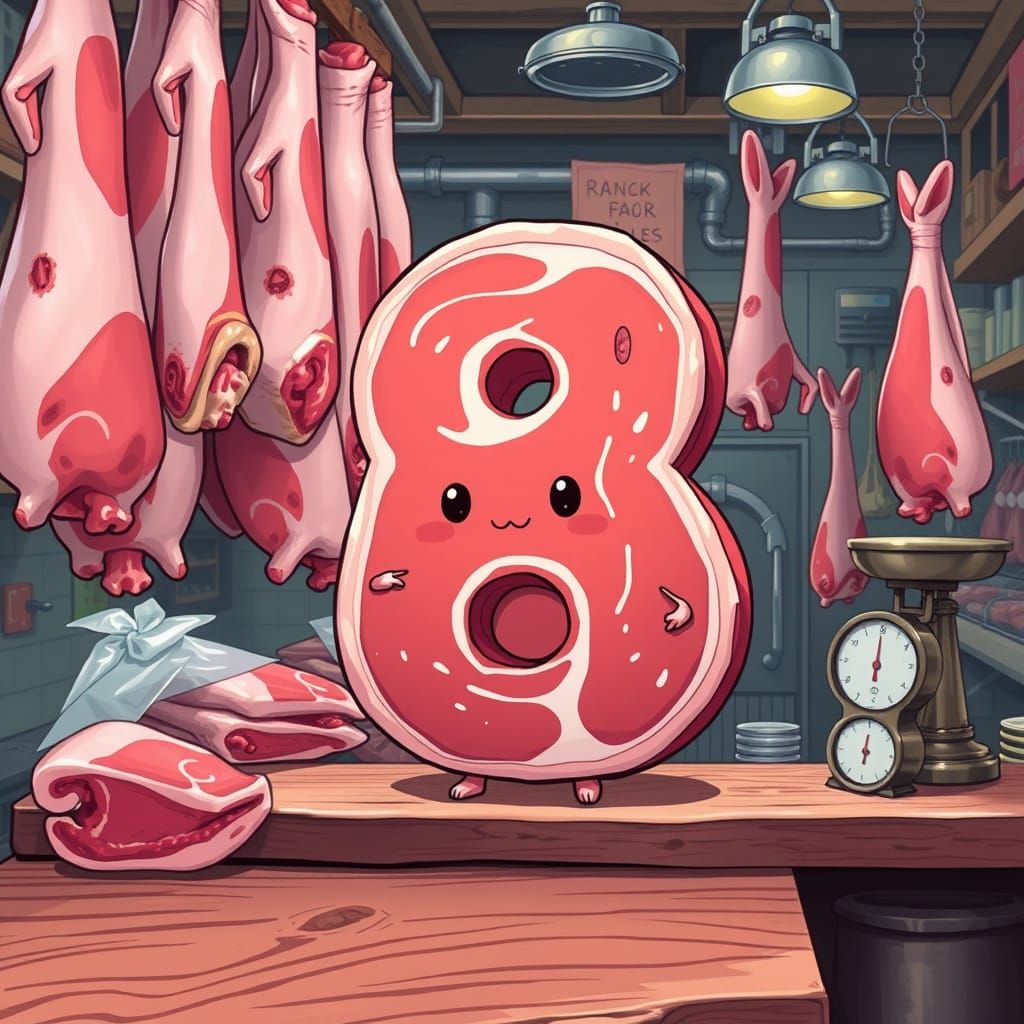 Cute Meat Eight Mediates the Butcher Shop