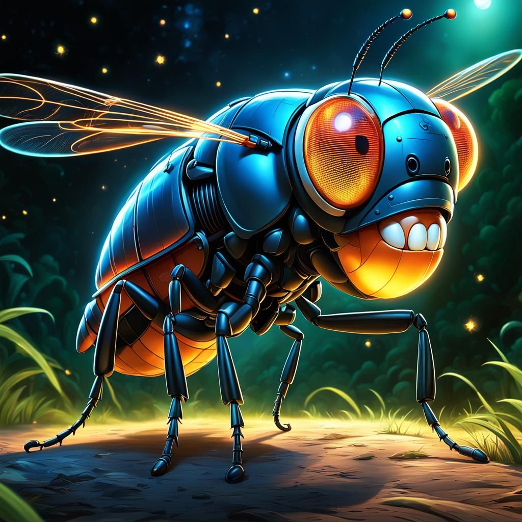 Cartoon Firefly's Hollywood Dream in Disney-Pixar Style