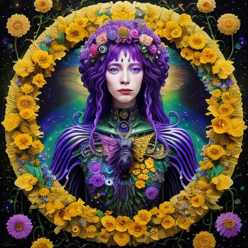 Klimt Style Alien Queen Portrait