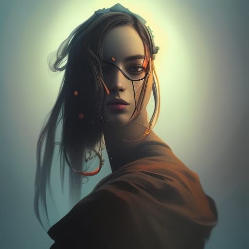 Clock Cultist Portrait in Art Nouveau Style