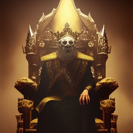 Scary Old King on Throne in Ray Tracing