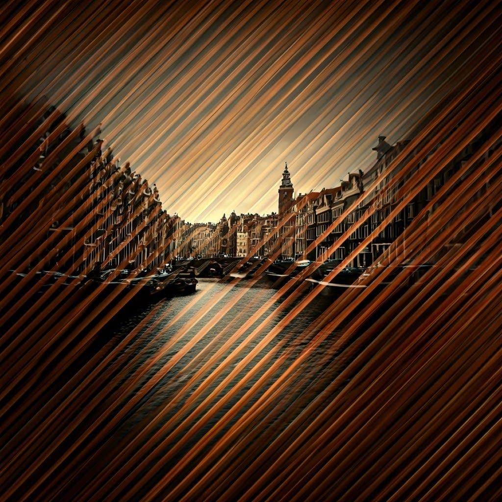 Amsterdam Cityscape in Vibrant Cubist Colors