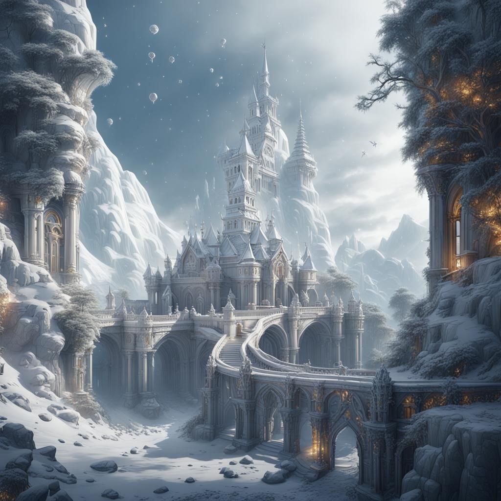 Abstract White Object in Detailed Matte Painting