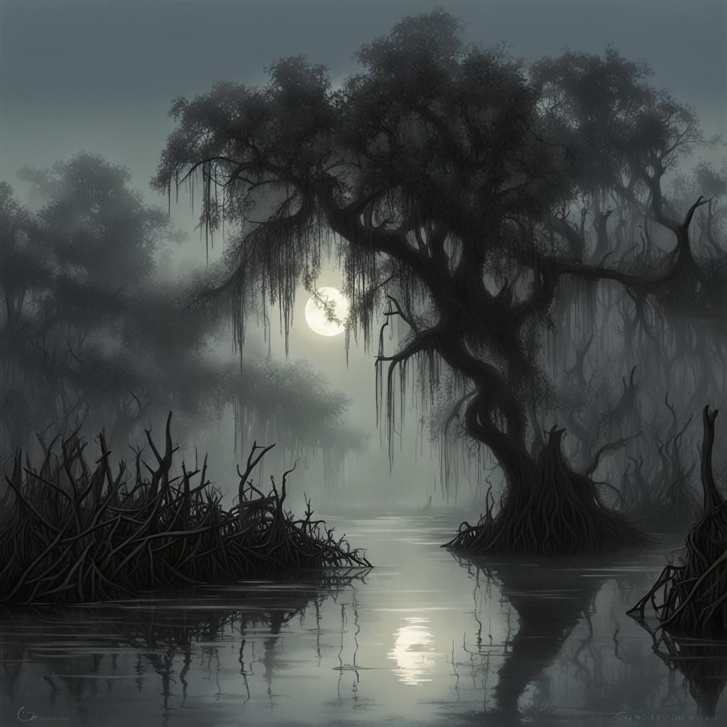 Moonlit Mangrove Swamp in Sinister Style