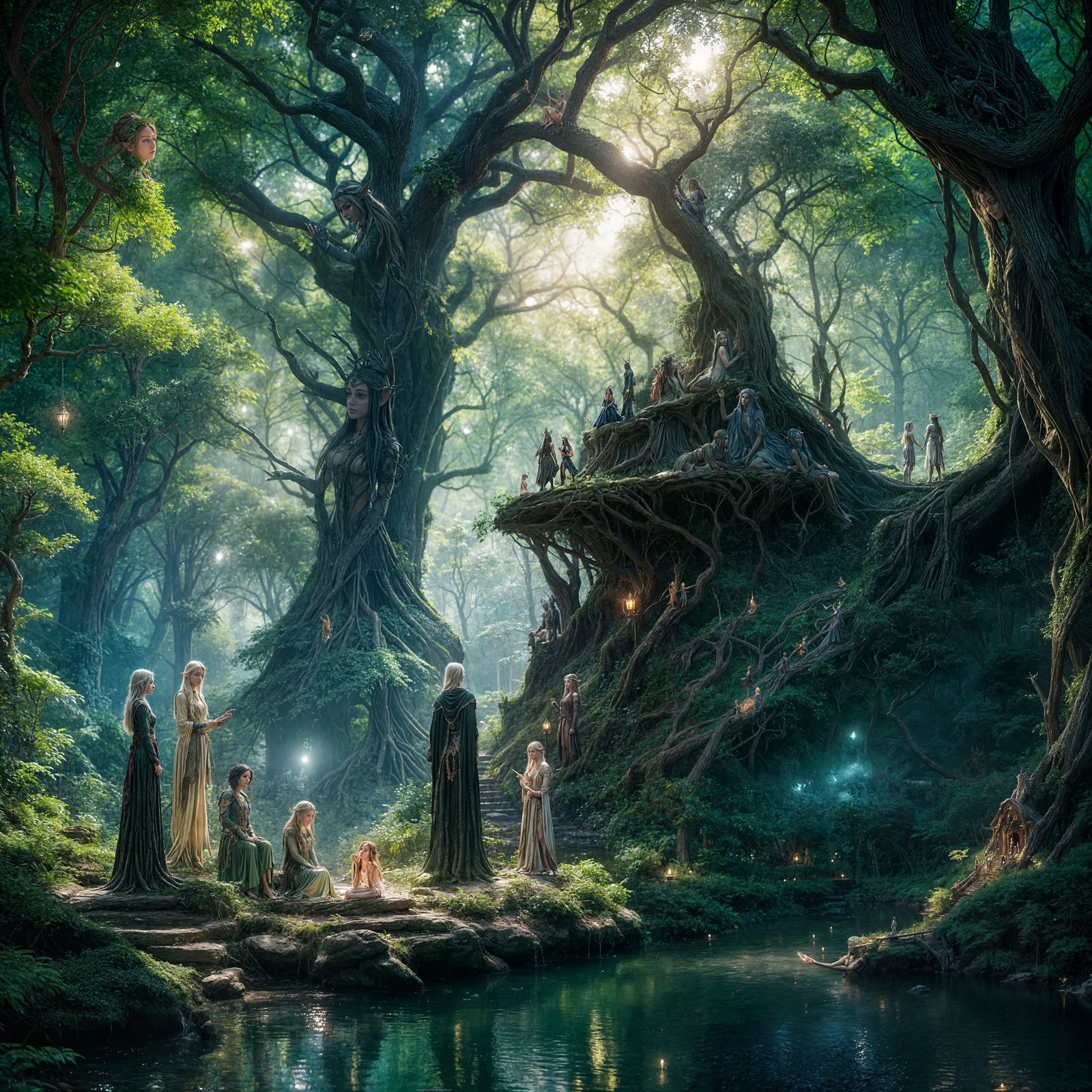 Elven Council in Moonlit Glade