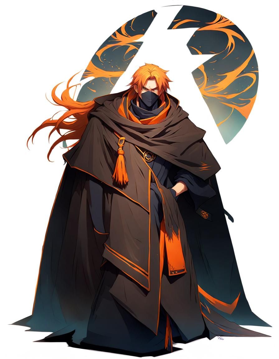 Anime Boy Portrait with Orange Hair and Cape