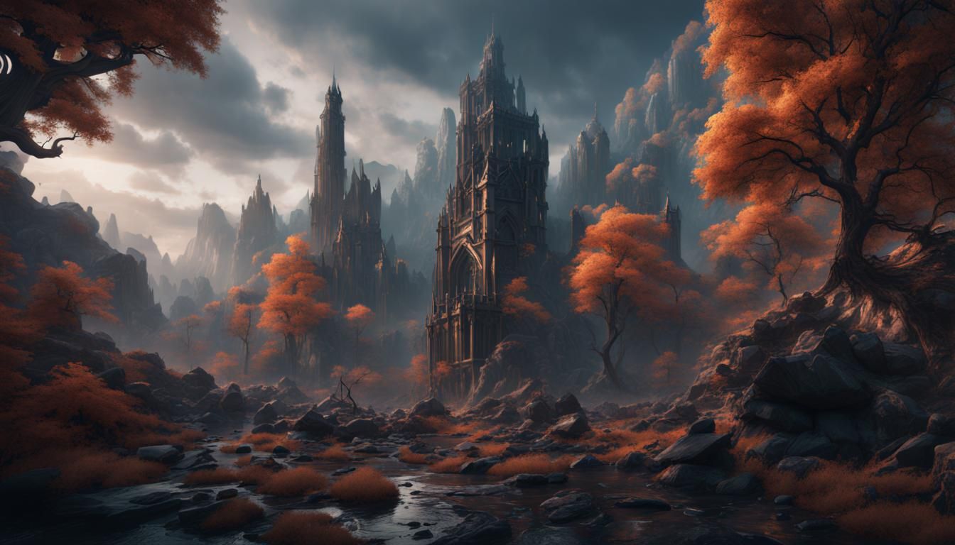 Fantastical Silence: Detailed Matte Painting in Deep Color