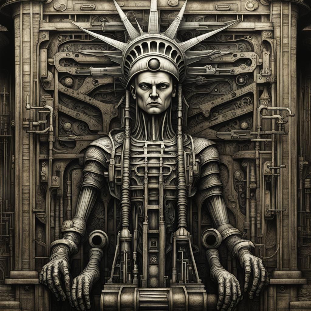Biomechanical Statue of Liberty in Giger Style