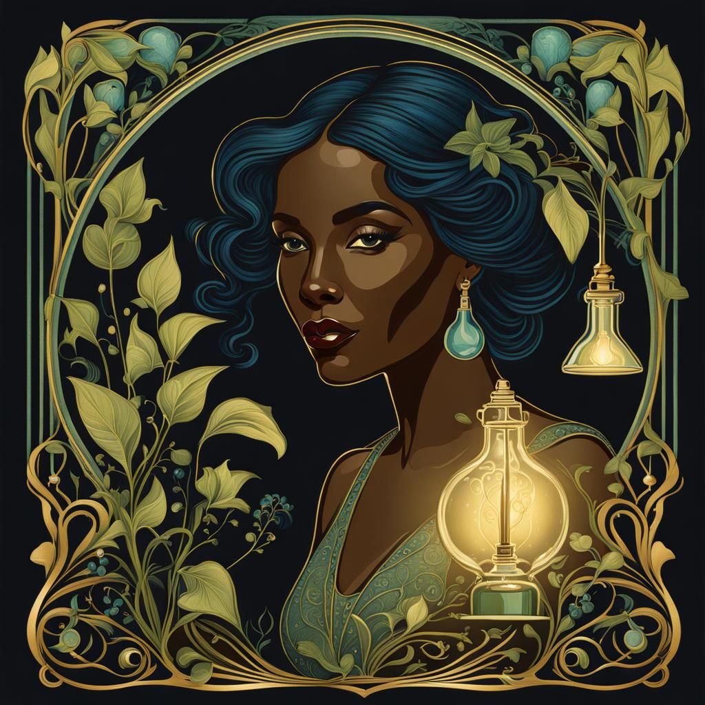 Art Nouveau Scientist in Laboratory with Poisonous Plants