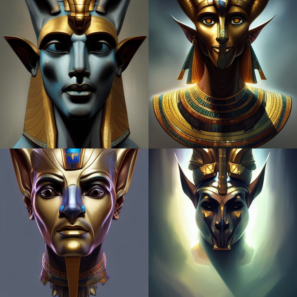 Anubis: Egyptian God Portrait in Art Nouveau Style