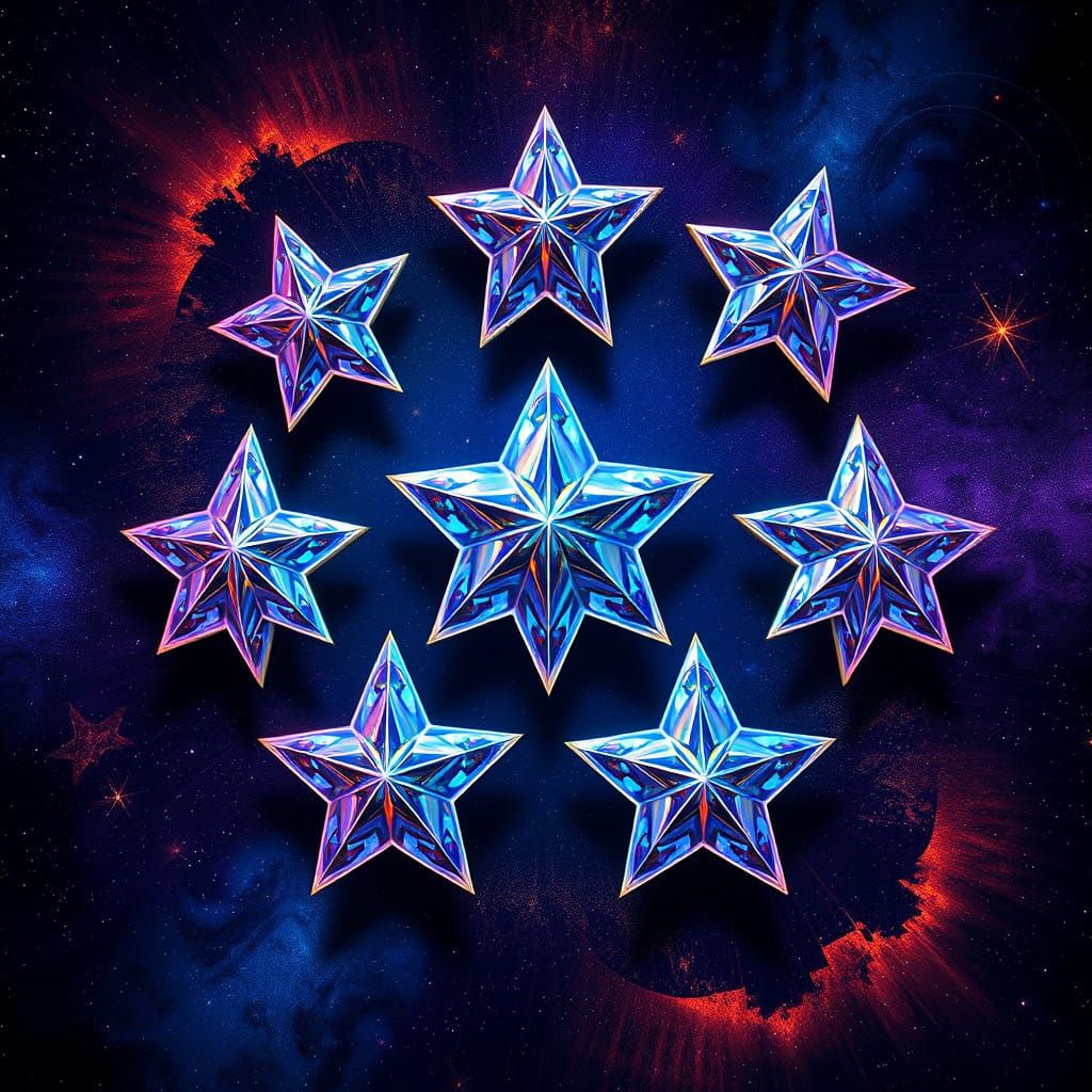 Surreal Celestial Tapestry in Holographic Style