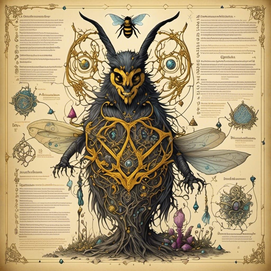 Bumblebee as Witch Familiar in Celtic Knotwork