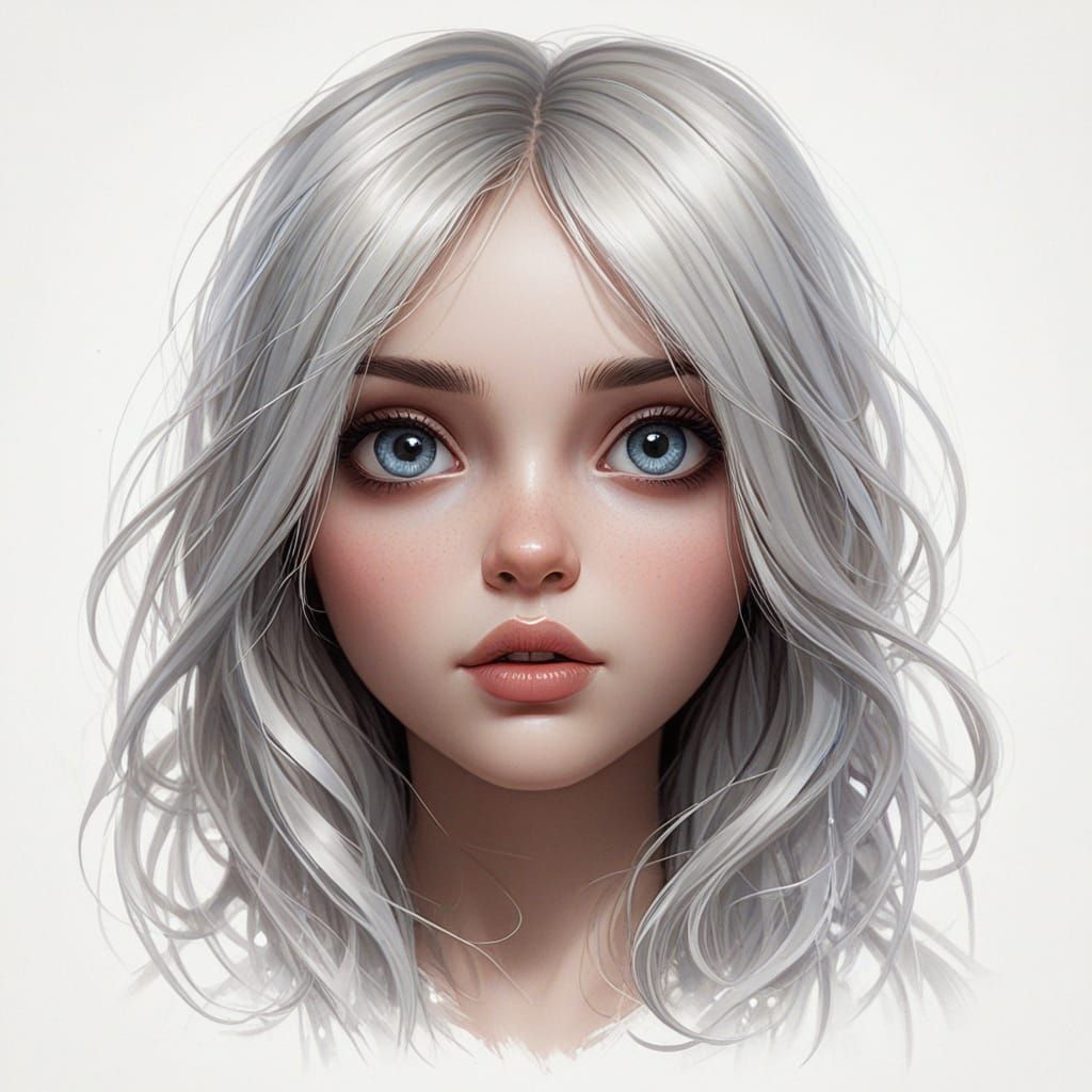 Sad Cartoon Woman with Shiny Eyes