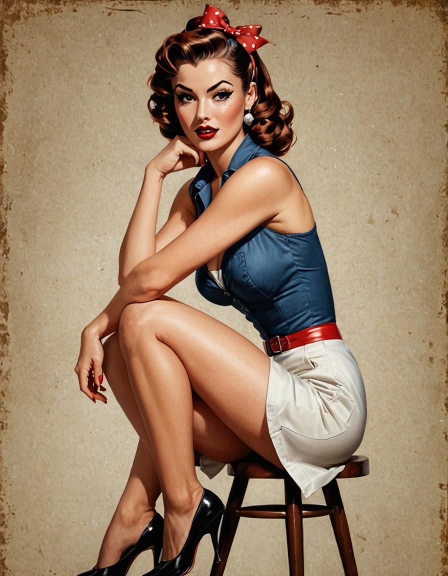 Sensual Vintage Pin-Up Illustration