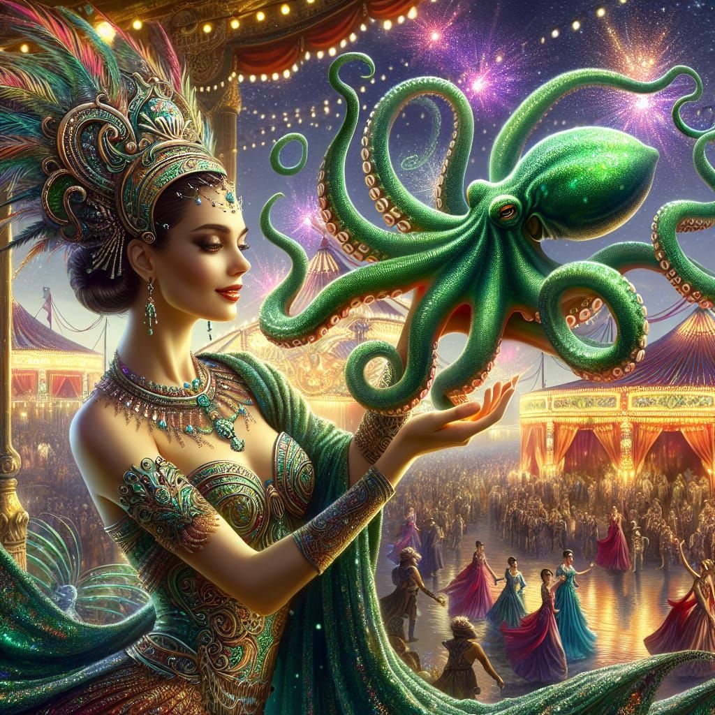 Sumerian Woman with Octopus at Vaudeville Carnival