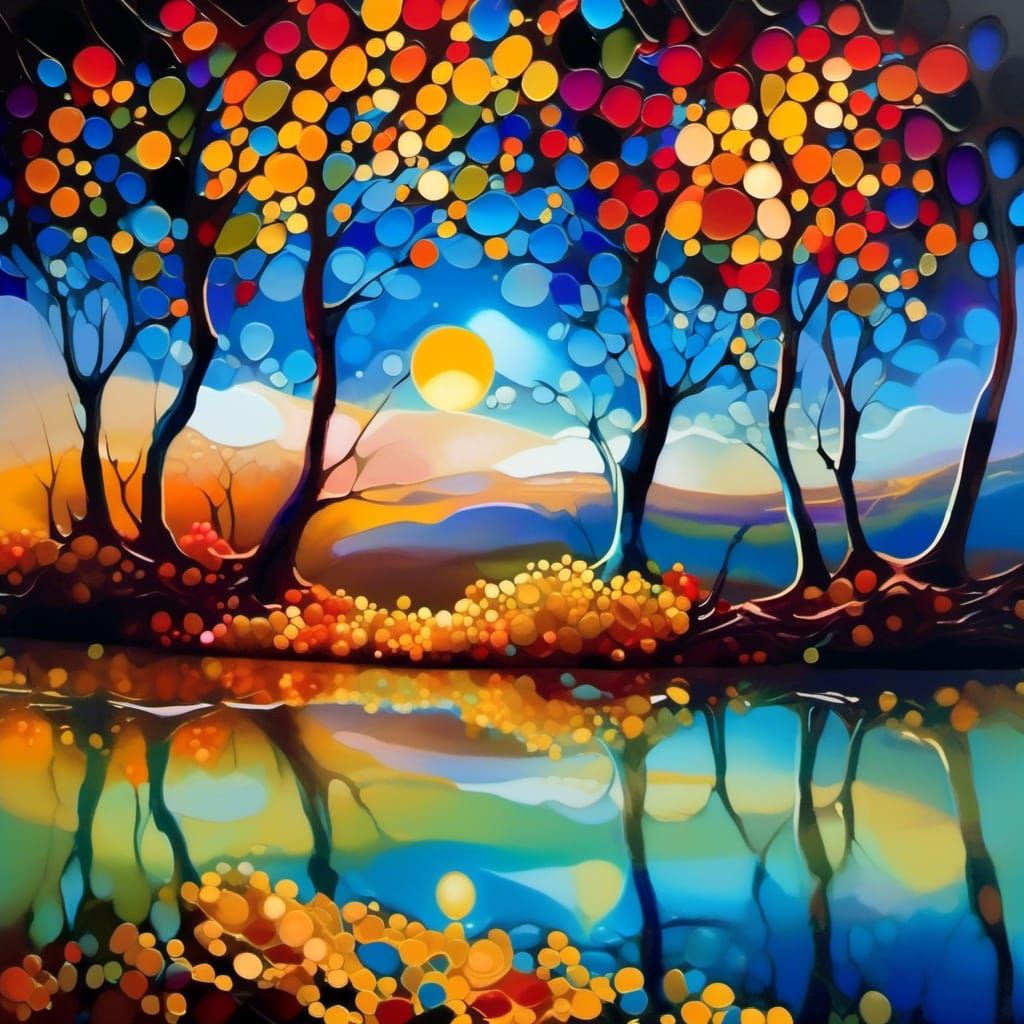 Hyperrealistic Landscape with Stained Glass UFO